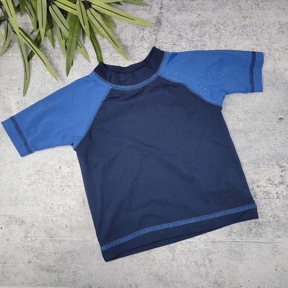 Kitestrings Navy & Blue Raglan Rash Guard Swim Shirt Size 12 Months